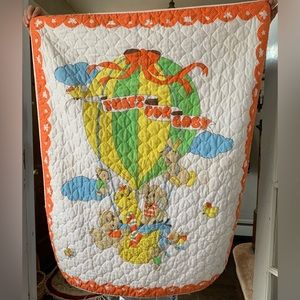 Vintage That’s Our Baby Cute Animals Hot Air Balloon Quilted Blanket Tapestry**
